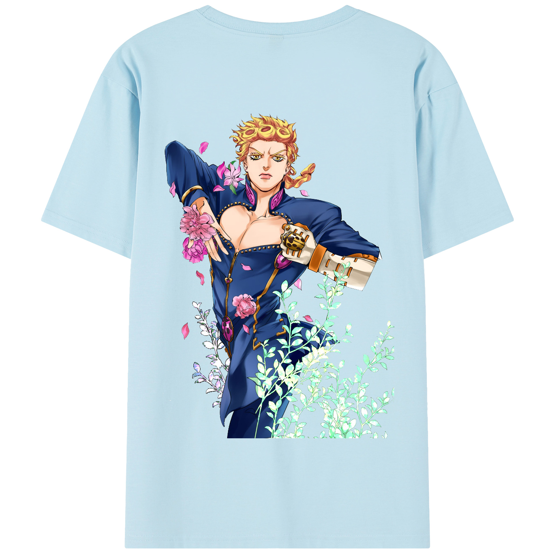 （画像用） ジョジョの奇妙な冒険 ジョルノ?ジョバァーナ JoJo's Bizarre Adventure Giorno Giovanna 綿100％半袖Tシャツ（背面プリント）
